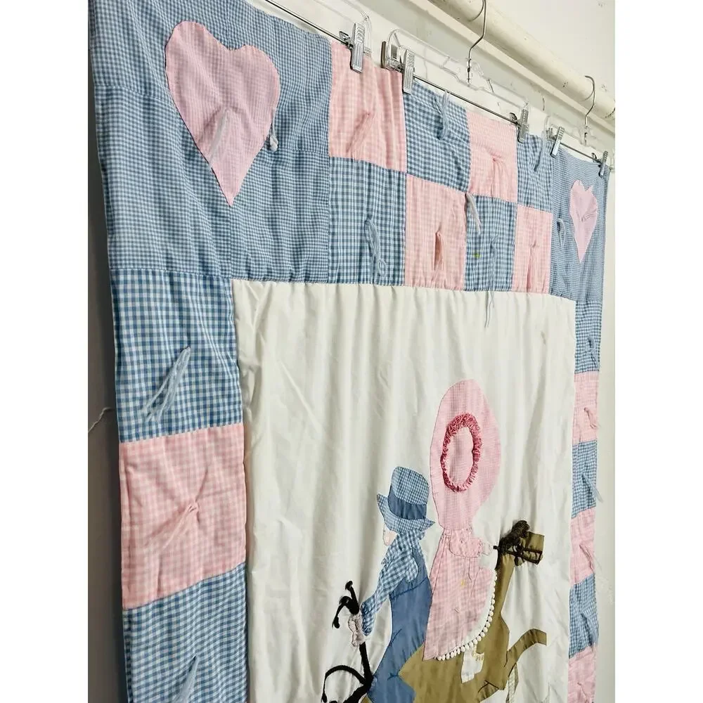 Vintage Girl Bonnet Sunbonnet Baby Quilt Horse 3D Handmade Hearts Sue Boy Riding